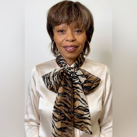 Passion of Essence Accessories - Chiffon Black and Brown Animal Print Scarf